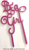 Cake Craft It's A Girl Pink Glitter Acrylic Cake Topper