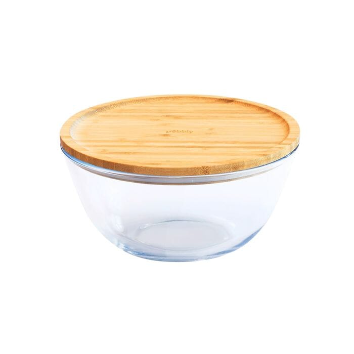 Pebbly - Glass Mixing Bowl With Bamboo Lid 770ml Mixing Bowls The Cooks Kitchen