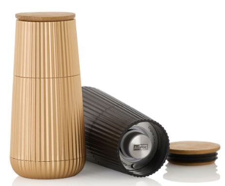 Adhoc Pepper & Salt Mill Set 12.3cm - Black And Gold Salt & Pepper Grinders & Mills The Cooks Kitchen