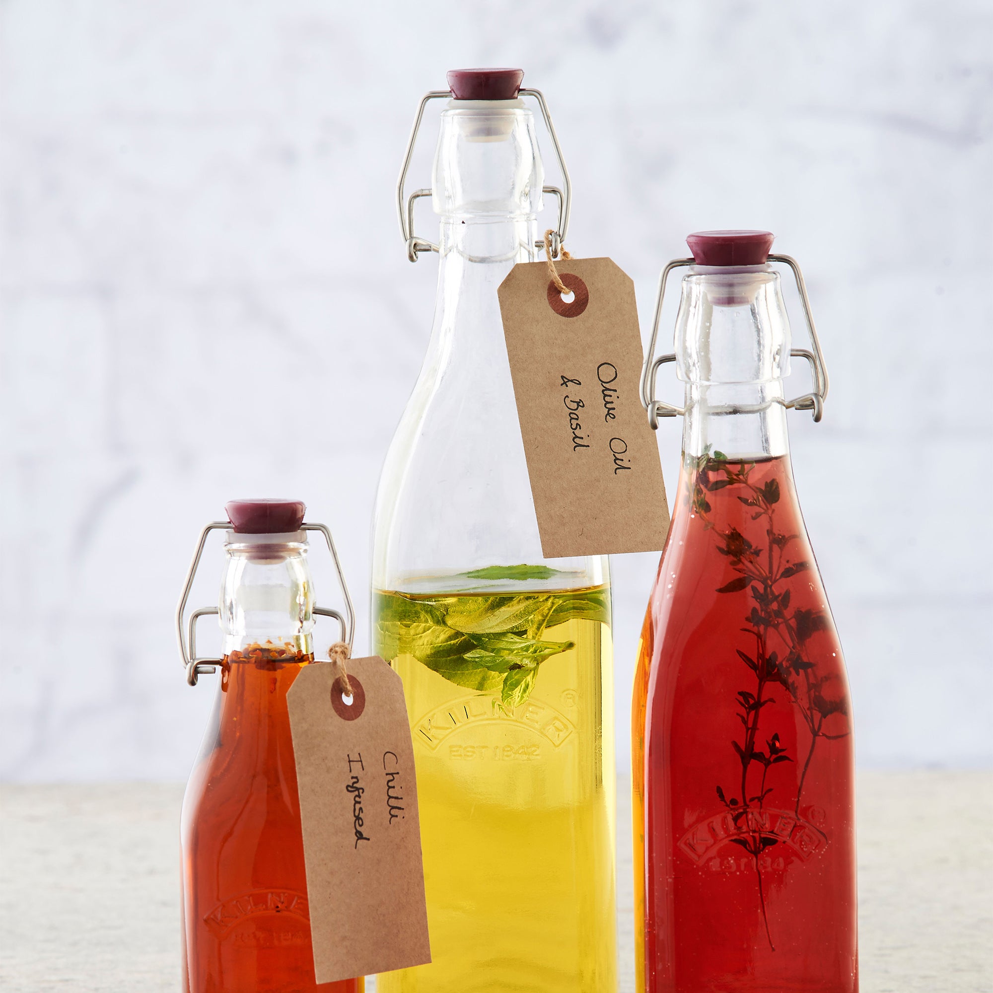 Kilner Square Flip Top Glass Bottle 1l