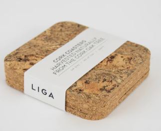 Square Coasters - Natural Cork - Set Of 4