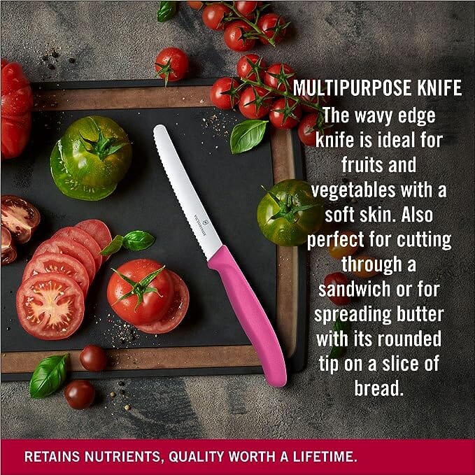 Victorinox Tomato & Sausage Knife 11cm - Pink Steak Knives The Cooks Kitchen
