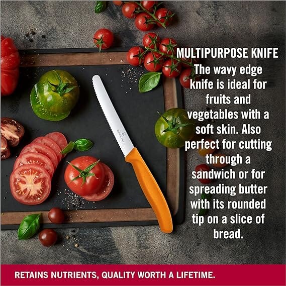 Victorinox Tomato & Sausage Knife 11cm - Orange Steak Knives The Cooks Kitchen