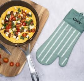 Silicone Fabric Oven Glove Stripe - Green Mitts & Gloves The Cooks Kitchen