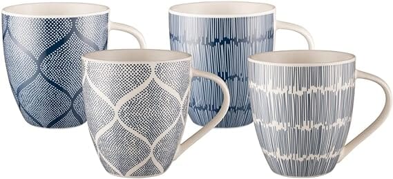 Bundanoon Mega Mug Set Of 4 - Indigo Sketch Mugs - Cups & Saucers The Cooks Kitchen
