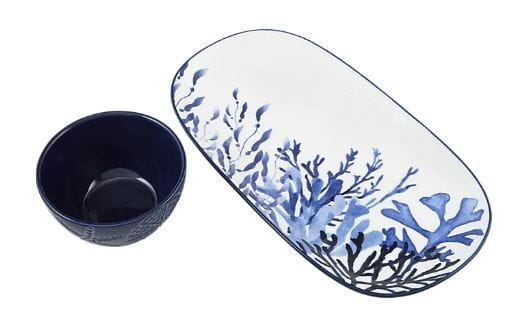 Maxwell & Williams - Blue Coral Rectangle Platter With Dip Bowl Platters & Bowls The Cooks Kitchen