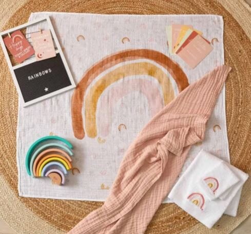 Jiggle & Giggle - Milestone Muslin Set - Rainbow Children's Giftware The Cooks Kitchen