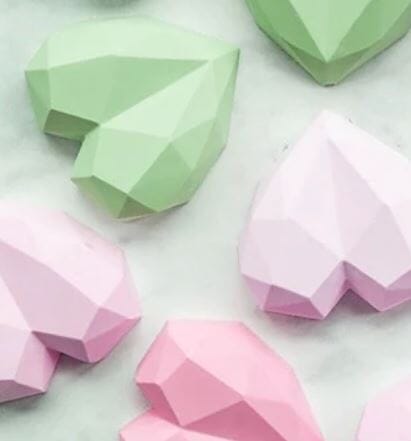 Cake Craft - Silicone Mold - 8 Mini 3d Geo Hearts Silicone Moulds The Cooks Kitchen