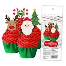 Cake Craft - Christmas Set Wafer Toppers 16pc Edible Decorations The Cooks Kitchen