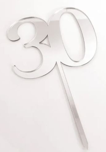 Cake Craft Acrylic Silver Cake Topper Number 30