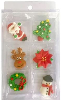 Cake Craft - Christmas Set Sugar Decorations 6pk Edible Decorations The Cooks Kitchen