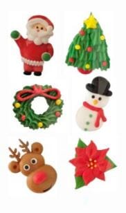 Cake Craft - Christmas Set Sugar Decorations 6pk Edible Decorations The Cooks Kitchen