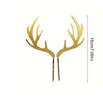Cake Craft - Gold Acrylic Reindeer Antlers 2pc