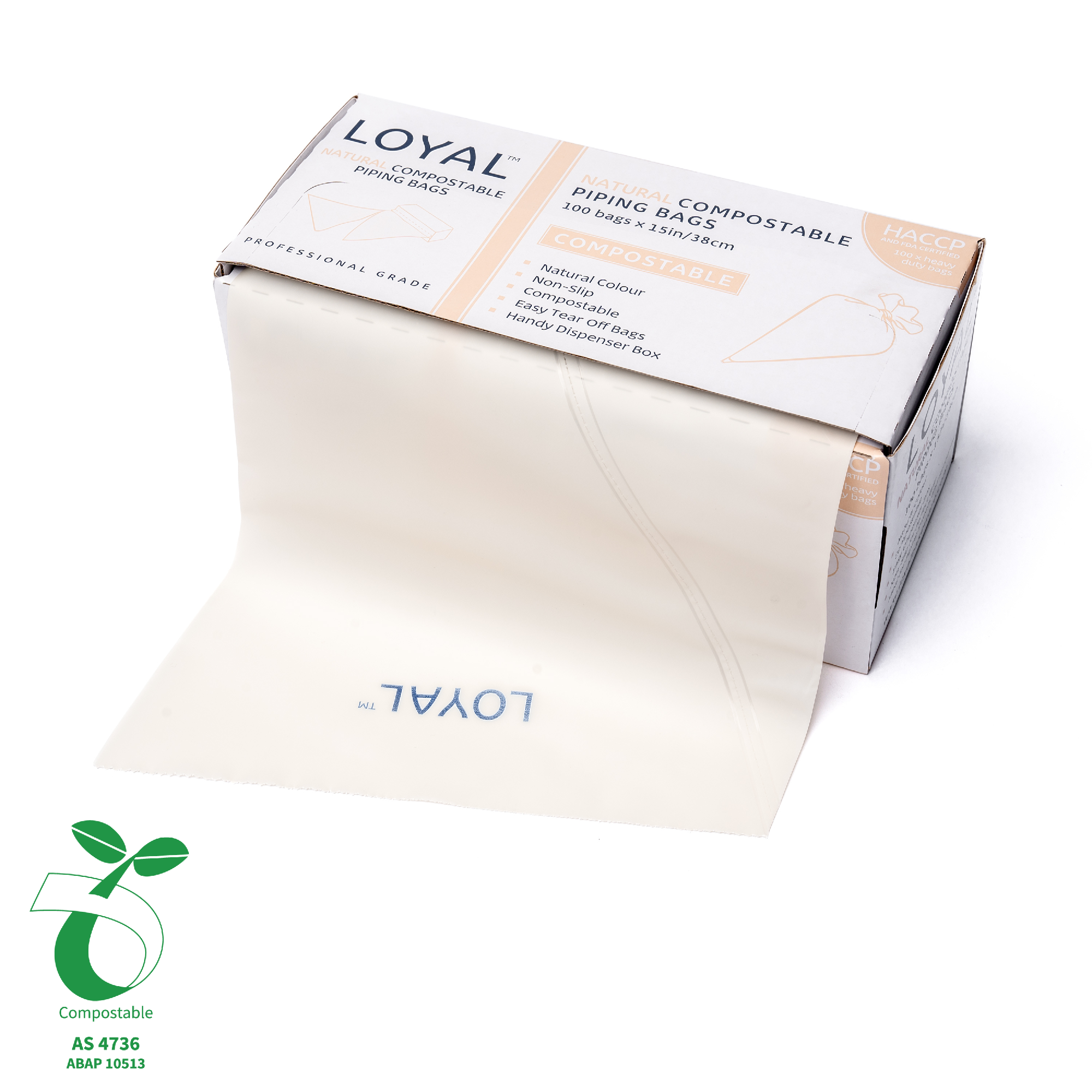 Loyal Compostable Piping Bags Natural 15" (100pc)