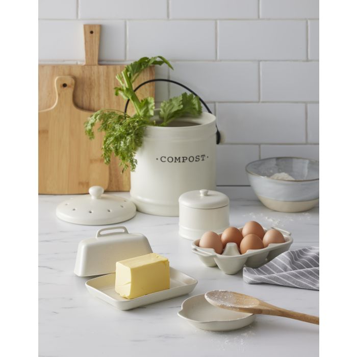 Davis & Waddell Darley 3.5l Compost Bin, Cream 22x18x25cm