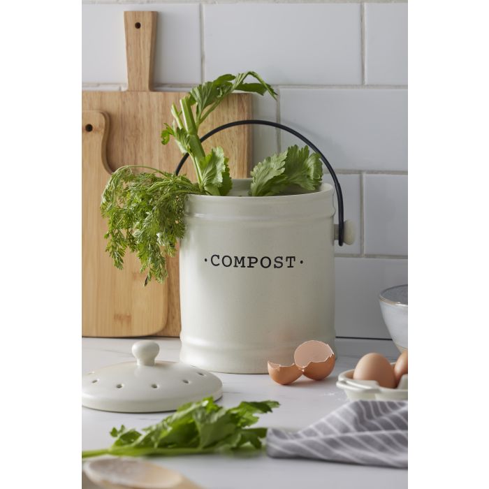 Davis & Waddell Darley 3.5l Compost Bin, Cream 22x18x25cm