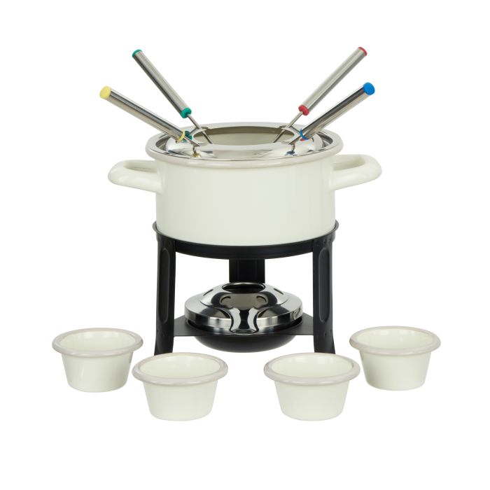 Davis & Waddell Daylesford Enamel 4 Person Fondue Set Cream 26x22x23cm