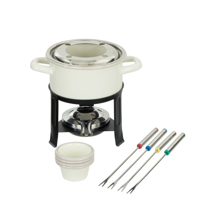 Davis & Waddell Daylesford Enamel 4 Person Fondue Set Cream 26x22x23cm