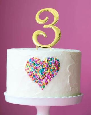 Sugar Crafty - Gold Cake Topper Number 3 Number Toppers The Cooks Kitchen