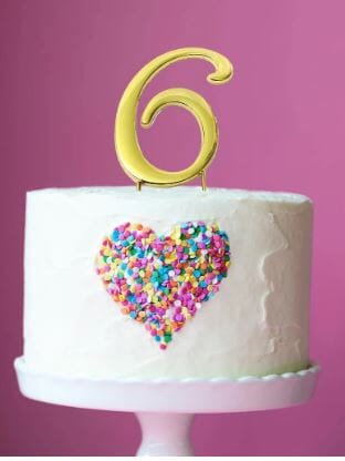 Sugar Crafty - Gold Cake Topper Number 6 Number Toppers The Cooks Kitchen