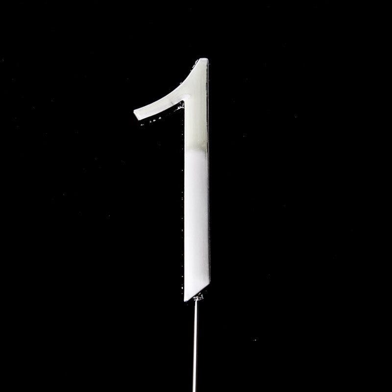 Cake & Candle Silver Cake Topper (7cm) - Number 1 Number Toppers The Cooks Kitchen