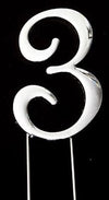 Cake & Candle - Silver Cake Topper Number 3