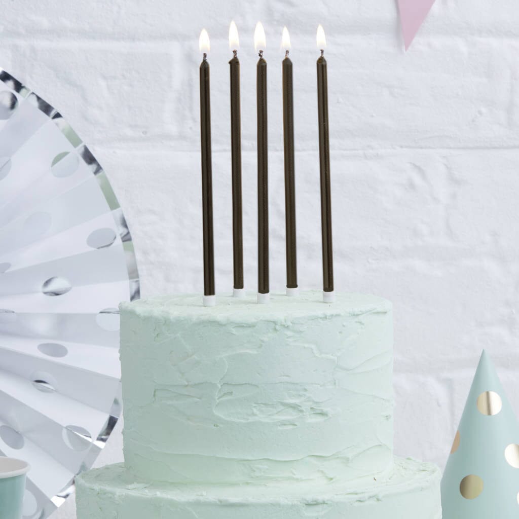 Cake & Candle 12cm Tall Cake Candles - Black Candles The Cooks Kitchen Mandurah