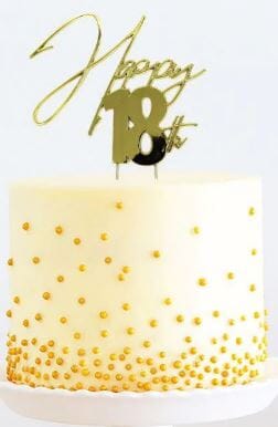 Cake & Candle Topper - Happy 18th Gold Acrylic Cake Toppers The Cooks Kitchen