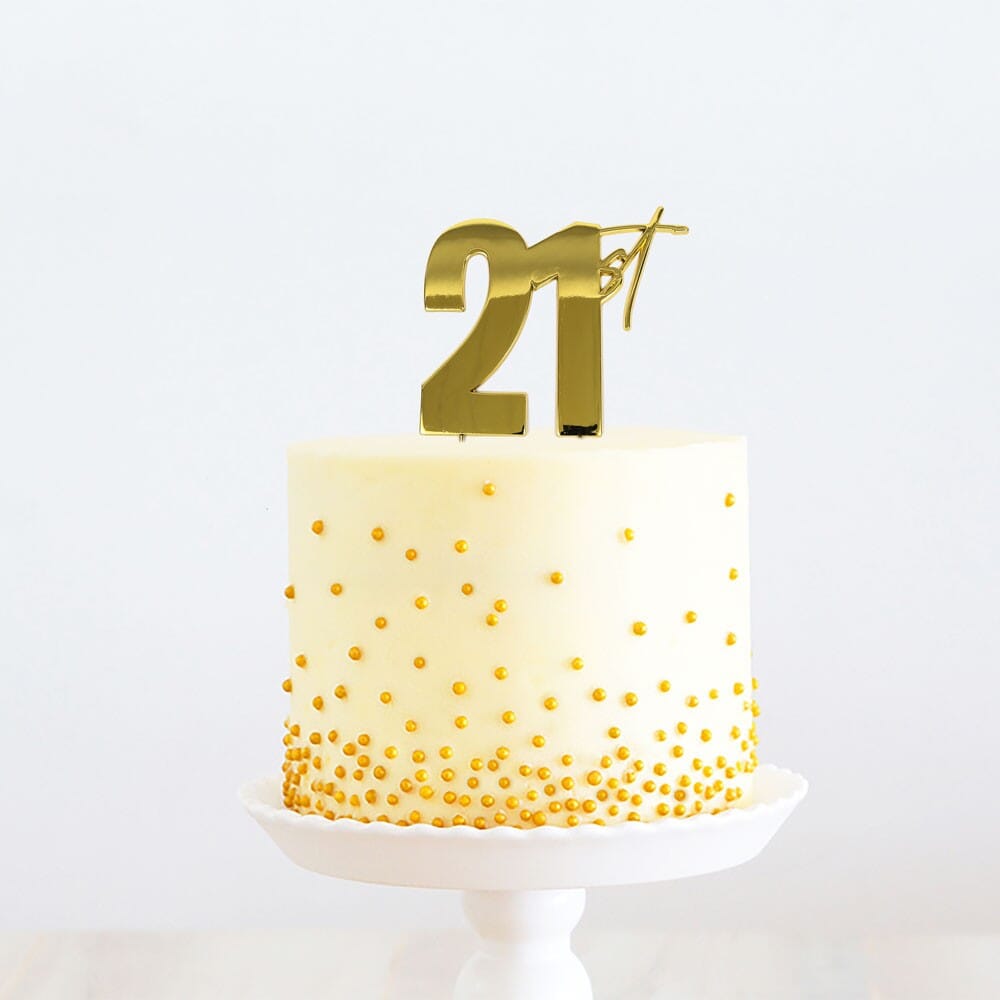 Cake & Candle Topper - 21st Gold Acrylic Cake Toppers The Cooks Kitchen Mandurah