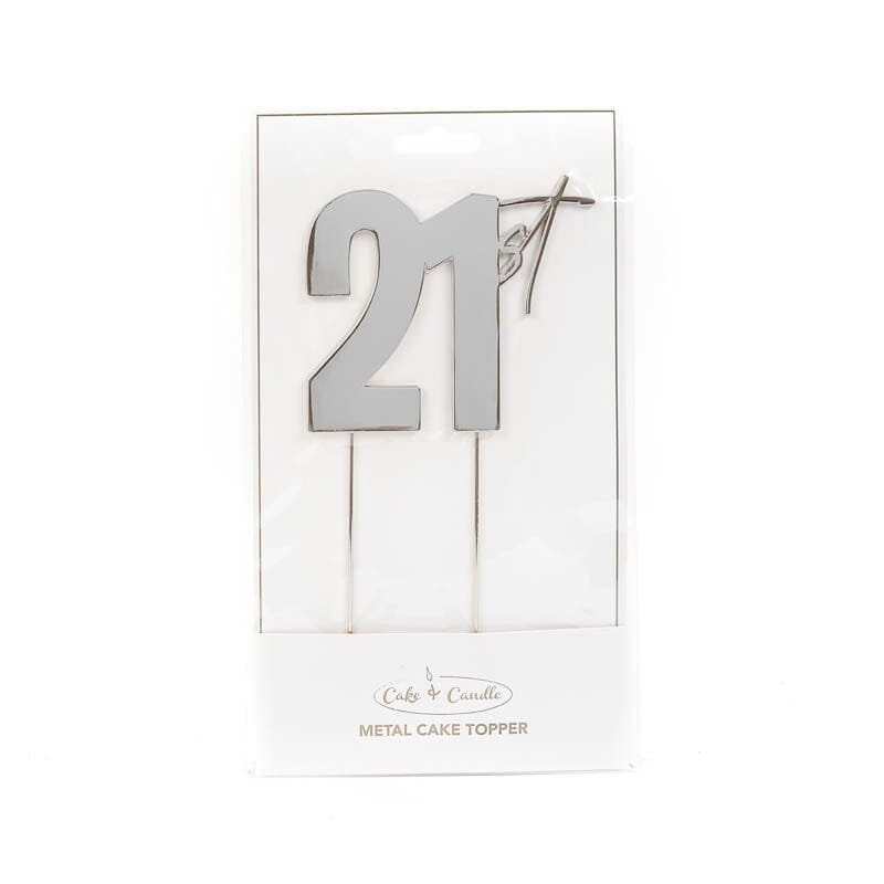 Cake & Candle Topper - 21st Silver Acrylic Cake Toppers The Cooks Kitchen Mandurah