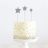 Cake & Candle - Silver Metal Cake Topper - Stars