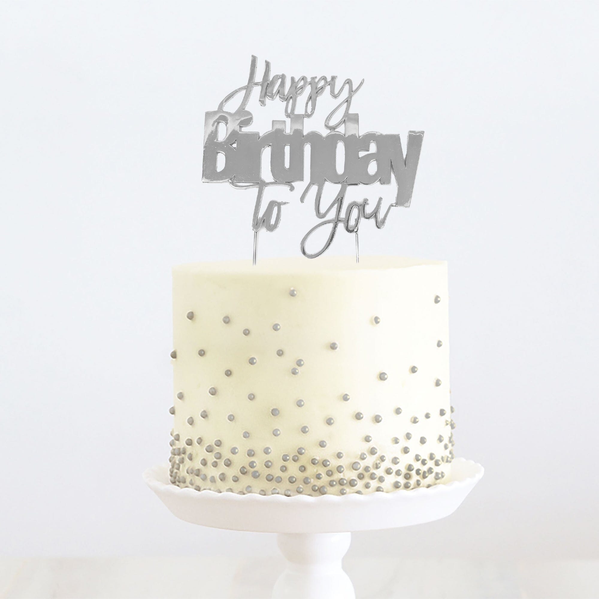 Silver Metal Cake Topper - Happy Birthday To You Number Toppers The Cooks Kitchen Mandurah