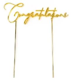 Cake & Candle Gold Metal Cake Topper - Congratulations