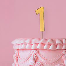 Cake & Candle Bold Cake Topper 7cm - Gold Number 1