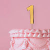 Cake & Candle Bold Cake Topper 7cm - Gold Number 1
