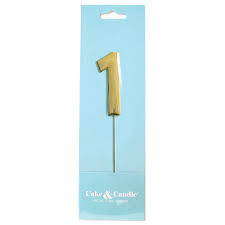 Cake & Candle Bold Cake Topper 7cm - Gold Number 1