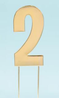 Cake & Candle Bold Cake Topper 7cm - Gold Number 2