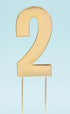 Cake & Candle Bold Cake Topper 7cm - Gold Number 2