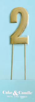 Cake & Candle Bold Cake Topper 7cm - Gold Number 2
