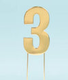 Cake & Candle Bold Cake Topper 7cm - Gold Number 3