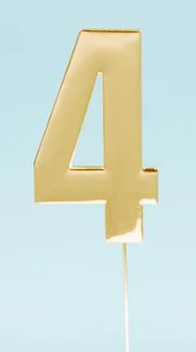 Cake & Candle Bold Cake Topper 7cm - Gold Number 4