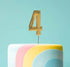 Cake & Candle Bold Cake Topper 7cm - Gold Number 4