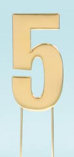 Cake & Candle Bold Cake Topper 7cm - Gold Number 5