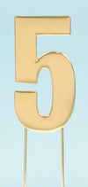 Cake & Candle Bold Cake Topper 7cm - Gold Number 5