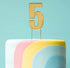Cake & Candle Bold Cake Topper 7cm - Gold Number 5