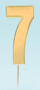 Cake & Candle Bold Cake Topper 7cm - Gold Number 7