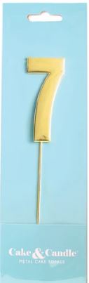 Cake & Candle Bold Cake Topper 7cm - Gold Number 7
