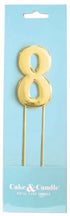 Cake & Candle Bold Cake Topper 7cm - Gold Number 8
