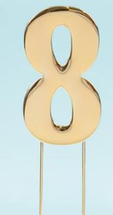Cake & Candle Bold Cake Topper 7cm - Gold Number 8