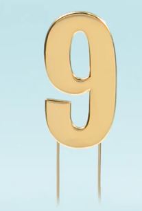 Cake & Candle Bold Cake Topper 7cm - Gold Number 9